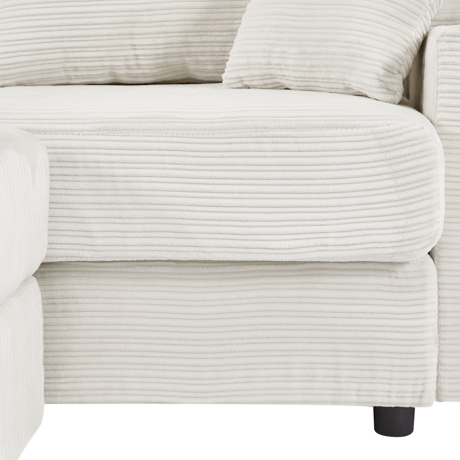 72.8" Modern Style Loveseat Sofa Sectional Sofa Couch With Storage Space, A Movable Ottoman, Two Usb Ports, Two Cup Holders, A Phone Holder For Living Room, Beige Beige Foam Corduroy 3 Seat