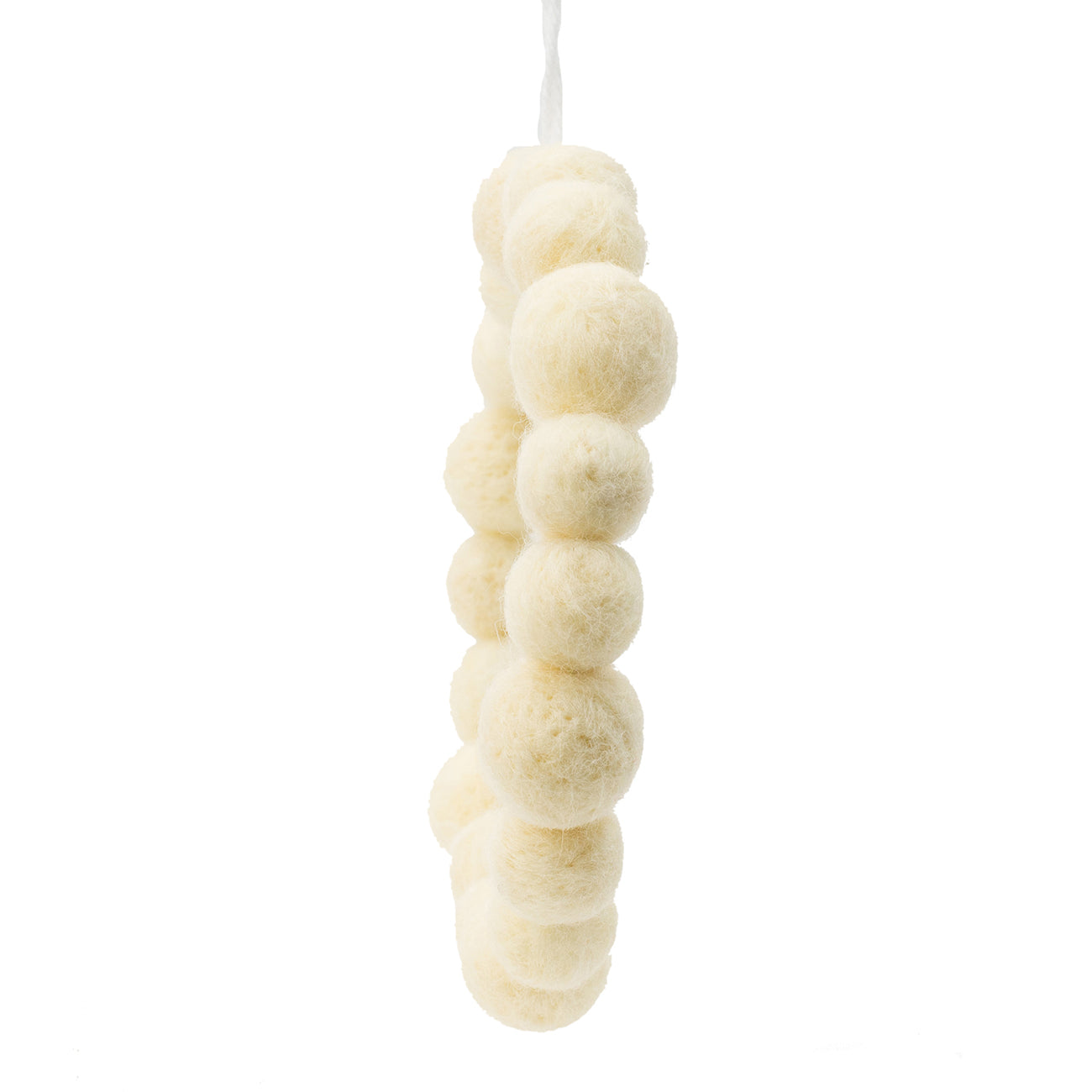 6.7" Cream Ball Wreath, Christmas Tree Ornaments For Holiday Party Decorations, Set Of 6 Cream Wool