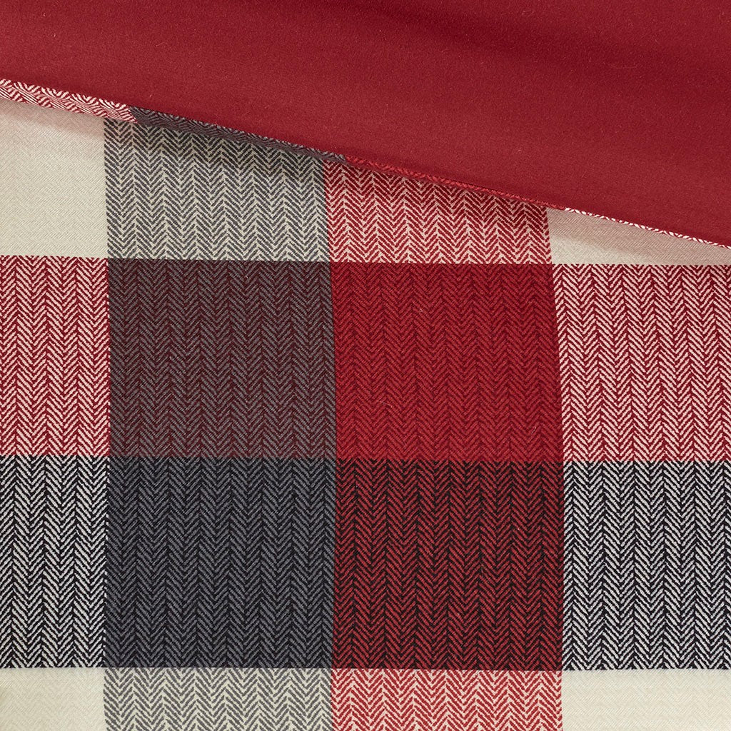 7 Piece Herringbone Comforter Set Red Cal King California King Red Polyester
