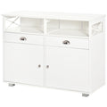 Homcom Sideboard Buffet Cabinet, Coffee Bar Cabinet, Kitchen Cabinet With Storage Drawers, Large Tabletop And Crossbar Side Design, White White Mdf