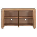 Retro 4 Door Sideboard With Distressed Finish And Adjustable Shelves For Dining Room, Kitchen, And Living Room Natural Natural Mdf,Rubber Wood