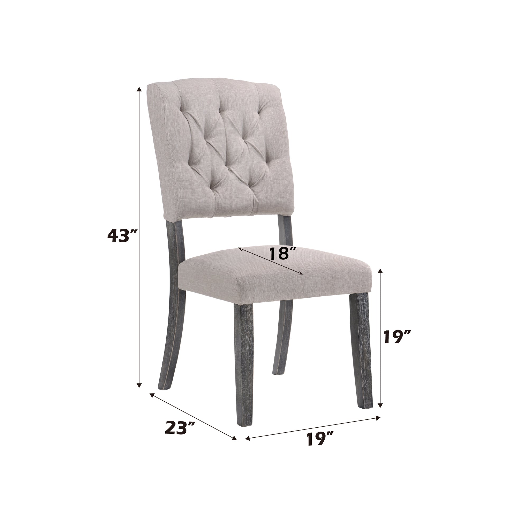 Bernard Beige Linen & Weathered Gray Oak Finish Side Chair Set Of 2 Beige,Gray Linen,Synthetic Wood