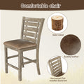 5Pcs Set Counter Table Set Square Counter Table Solid Wood Modern Farmhouse Rustic Look Distressed Look Light Brown Dining Room Fixed Table Rubberwood Square Dining Table With Chair Wood Grayish Brown Ladder Back Seats 4 48 Inches American