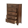 Oak Finish 1Pc Chest Of Drawers Wooden Texture 5X Drawers Storage Bedroom Furniture Oak Bedroom Contemporary,Modern,Transitional Rubberwood Particle Board Mdf,Rubber Wood