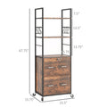 Vinsetto 2 Drawer Mobile File Cabinet With Lock & Hanging Bar, Rustic Brown Rustic Brown Particle Board