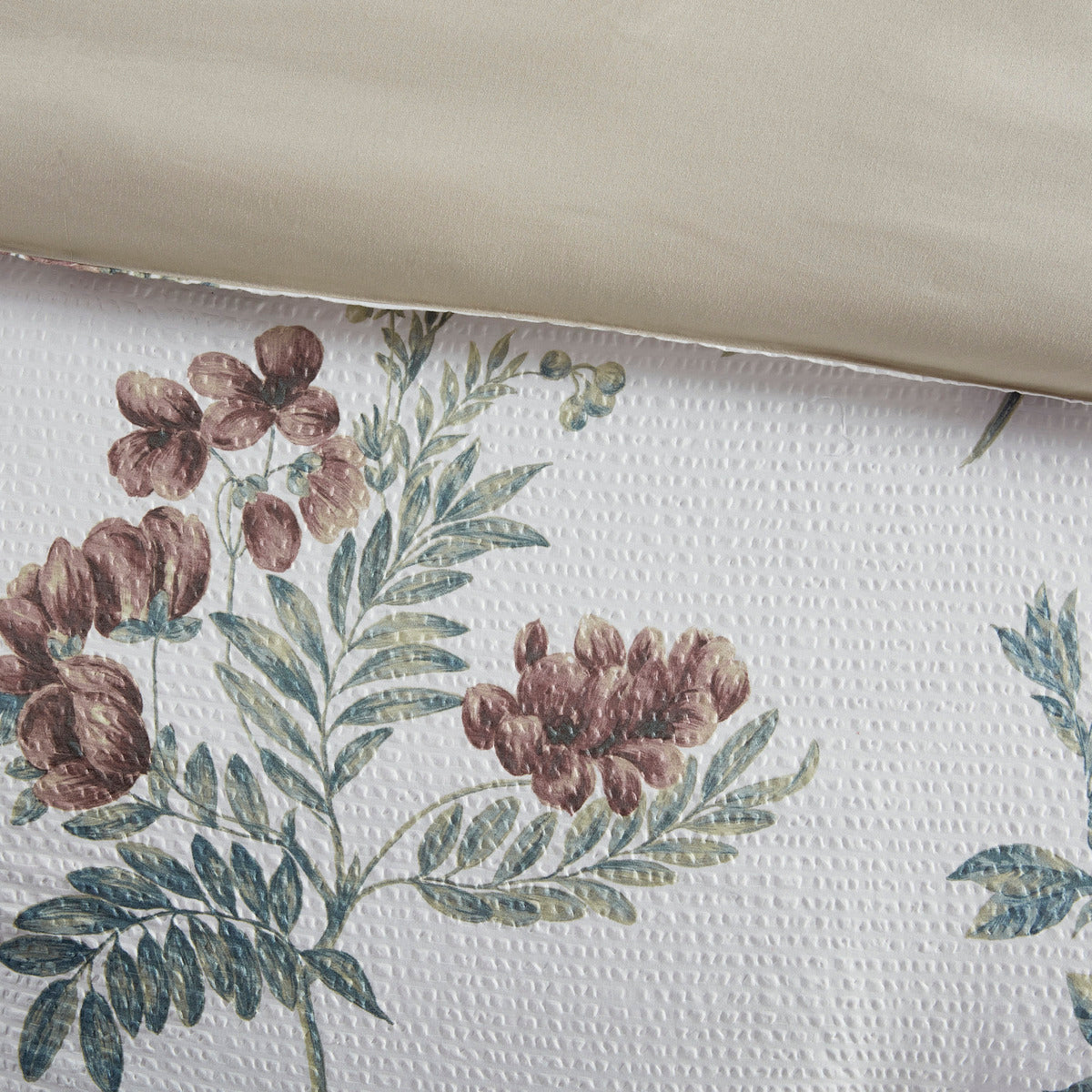 7 Piece Printed Seersucker Comforter Set With Throw Blanket Taupe Blush King Cal King Multicolor Polyester