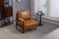 Leather Accent Chair Guest Chair For Living Room, Mid Century Armchair For Bedroom Brown Leather Brown Pu
