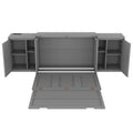 Full Size Murphy Bed With Shelves, Cabinets And Usb Ports,Gray Gray Mdf Lvl