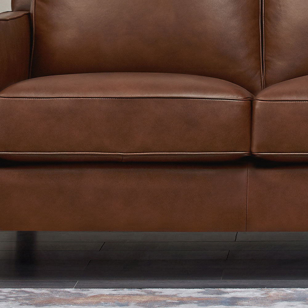 Ashby Leather Loveseat Pecan Down Filling Genuine Leather