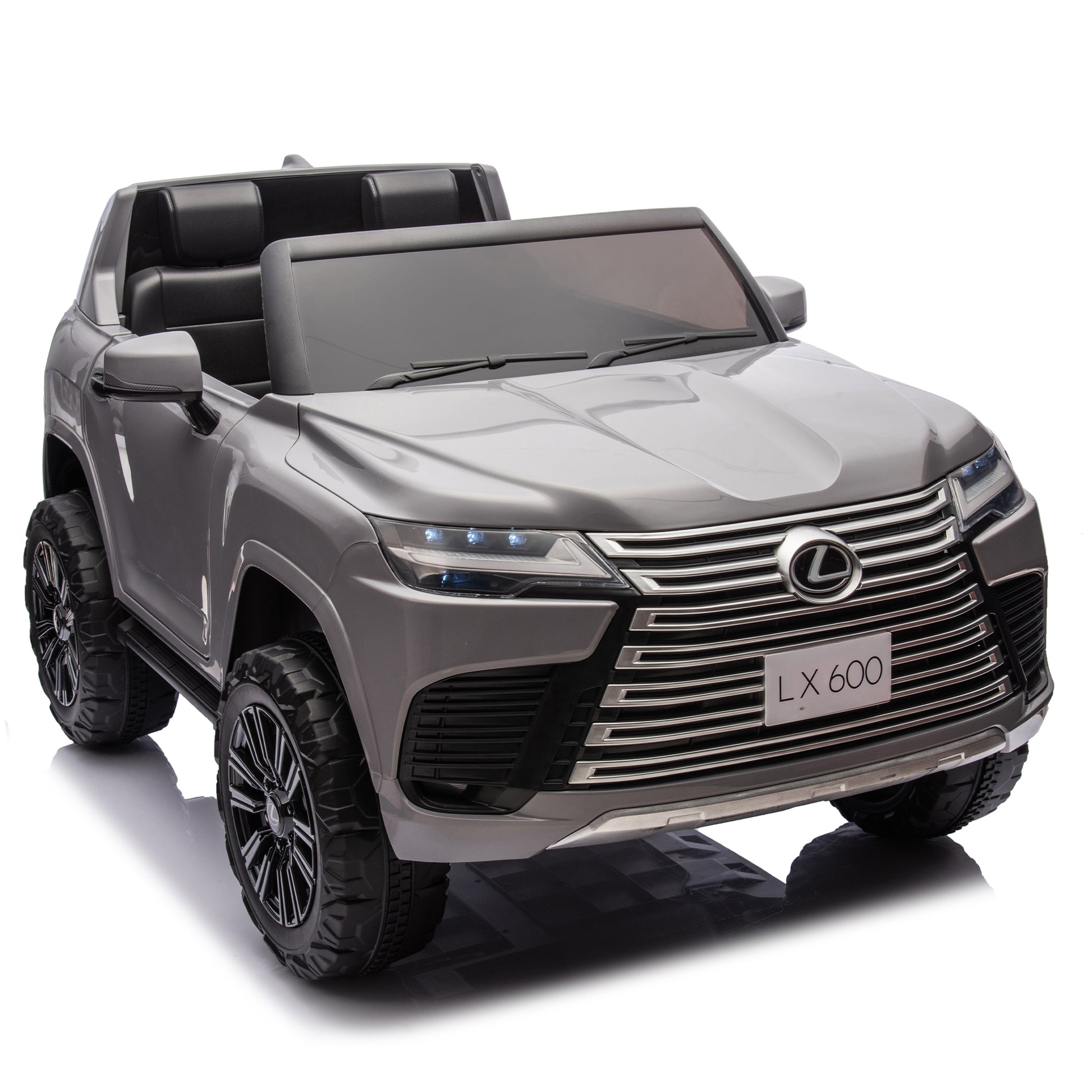Licensed Lexus Lx600 24V Two Seater Kids Ride On Car W Parents Control,Seat Width 20 Inches,2Wd,Four Wheel Suspension,Bluetooth,Mp3,Music,Adjustable Volume,Power Display,Speeds 1.86 3.11Mph For Kids. Gray Polypropylene
