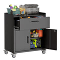 2 Door 1 Drawer Tool Cabinets For Garage, Lockable Garage Storage Cabinet, Locking Metal Storage Cabinet With Wheels, Rolling Tool Chest, Assembly Required H35.4*W30.3*D18 Black American