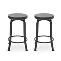 Counter Stool2Pcs Set Black Wood Metal