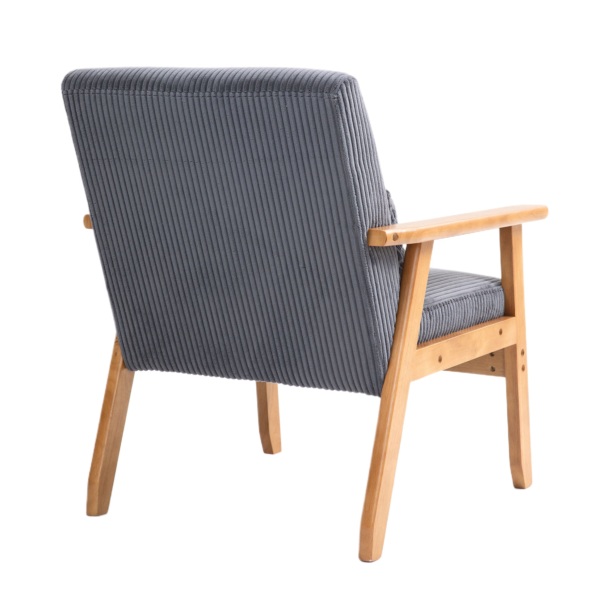 Leisure Chair With Solid Wood Armrest And Feet, Leisure Chair, Wood Frame, Velvet, L, Solid Rubber Wood Legs, Mid Century Modern Accent Chair, For Living Room Bedroom Studio Chair,Two Packs Dark Gray Corduroy