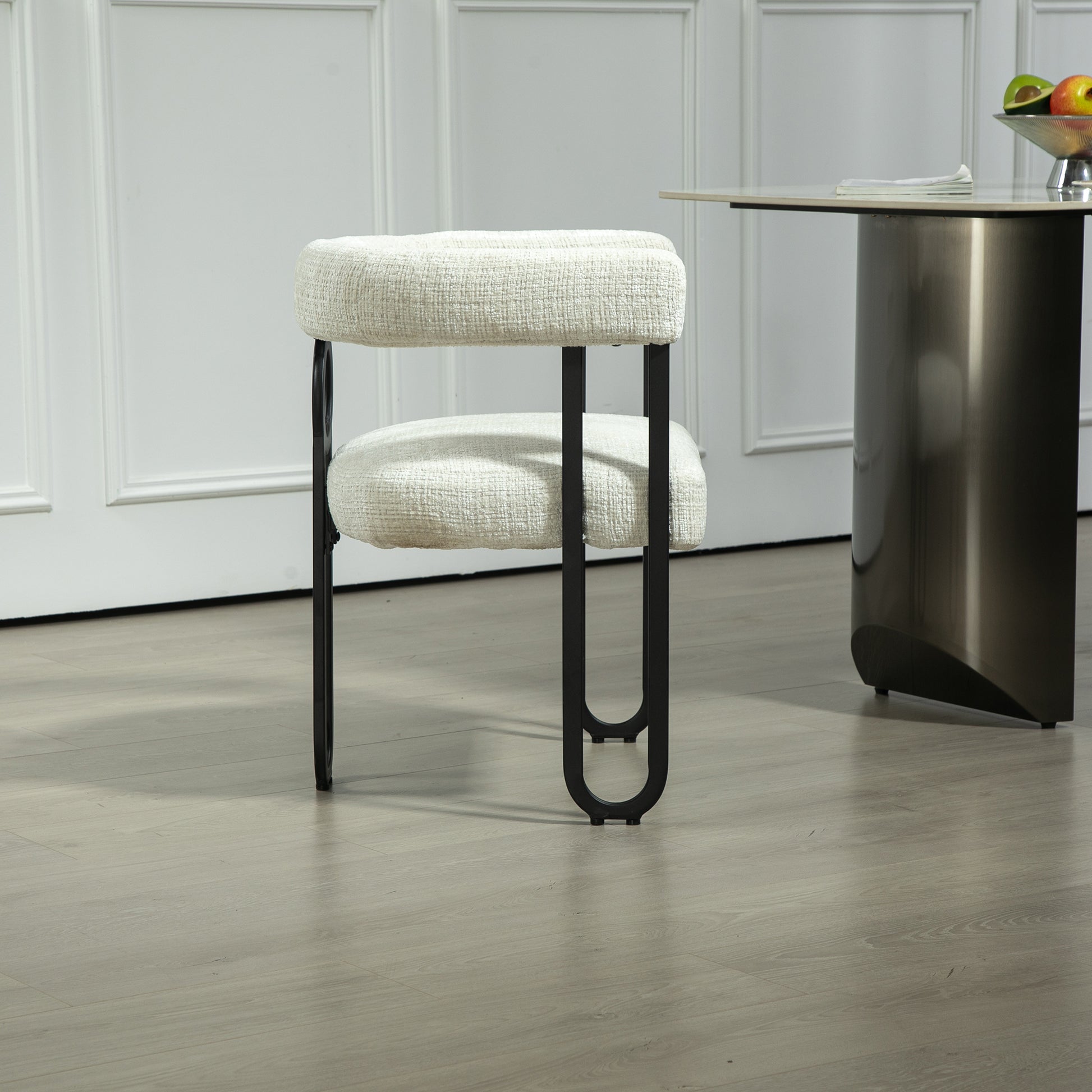 Coolmore Contemporary Designed Chenille Fabric Upholstered Accent Dining Chair Barrel Side Chairs Kitchen Armchair For Living Room Set Of 1 Beige Chenille Beige Primary Living Space Foam Chenille