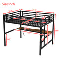 Metal Full Size Loft Bed With Power Outlet And Led Lighted, Space Saving, Noise Reduced, Black Full Black Metal