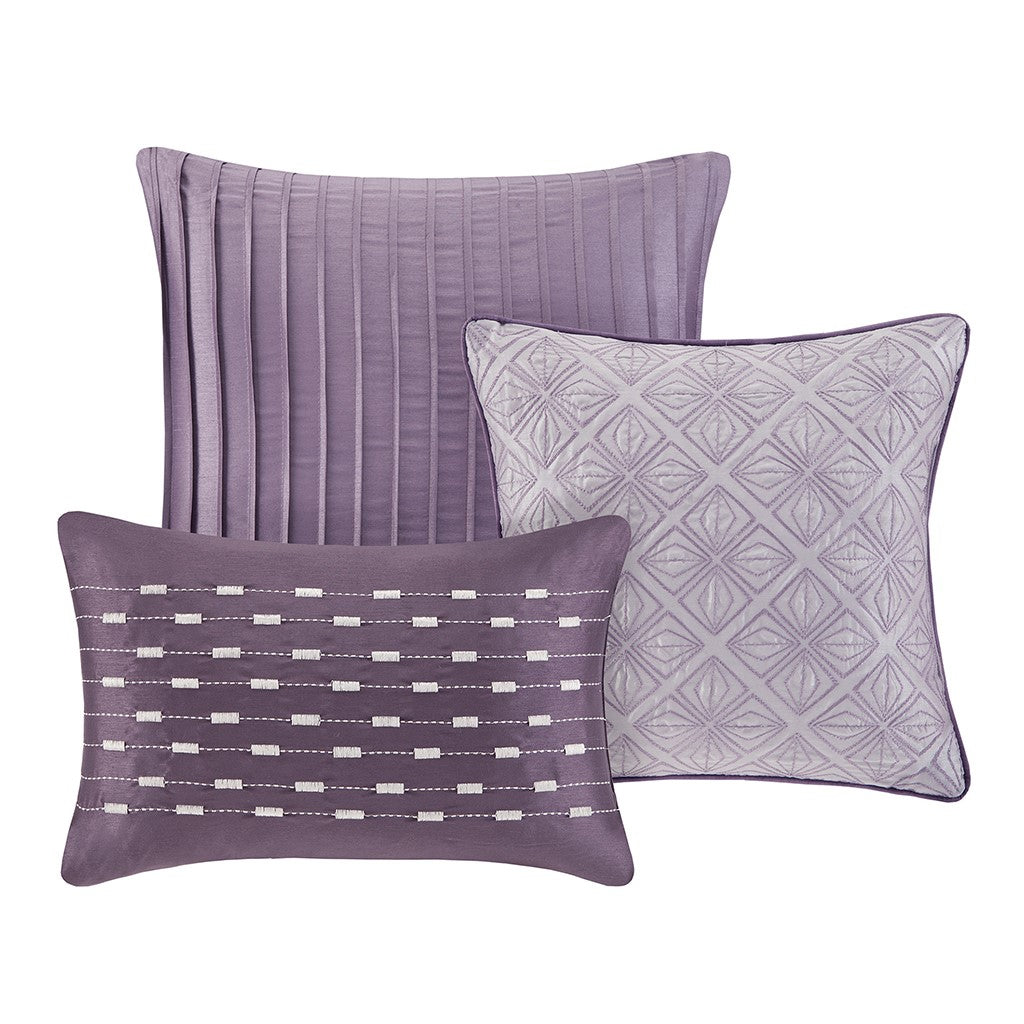 7 Piece Jaquard Comforter Set Purple Queen Queen Purple Polyester