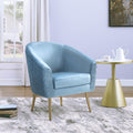 Blue And Gold Flared Arm Barrel Chair Blue Gold Primary Living Space Fabric Metal