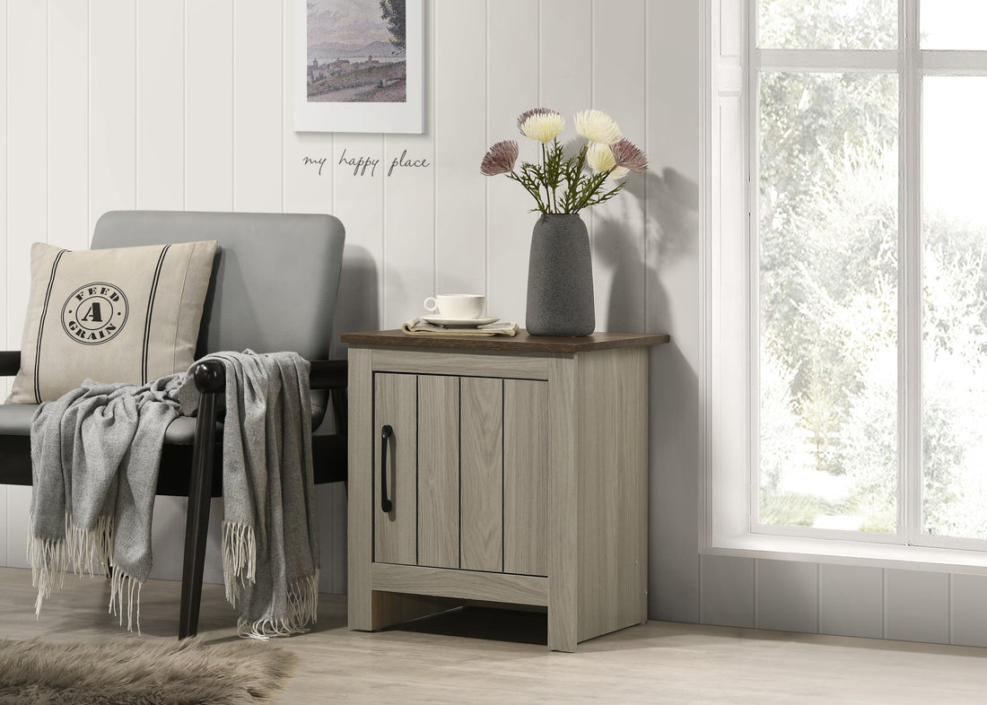 Nyla 16"W Gray Oak End Table, Side Table, Nightstand With Cabinet Door Gray Wood