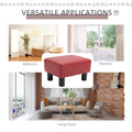 Homcom Ottoman Foot Rest, Small Foot Stool With Faux Leather Upholstery, Rectangular Ottoman Footrest With Padded Foam Seat And Plastic Legs, Red Red Plastic