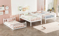 Twin Size Triple Rubber Wood Bunk Bed, With Ladders, Guardrails Detachable Bunk Bed, Twin Over Twin Over Twin,White Twin White Bedroom American Design Bed Frame Rubber Wood