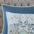 8 Piece Cotton Floral Printed Reversible Comforter Set Blue Queen Queen Blue Cotton