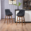 Coolmore Bar Stools Set Of 2 Counter Height Chairs With Footrest For Kitchen, Dining Room And 360 Degree Solid Wood Legs Swivel Bar Stools Set Of 2 Black Linen Black Foam Linen