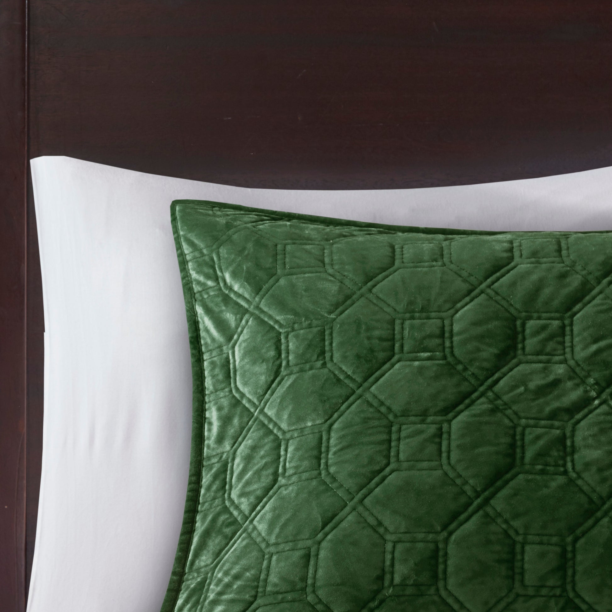 3 Piece Velvet Quilt Set Green King Cal King King Green Cotton