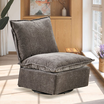 Detachable Dark Grey Chenille Single 360 Swivel Rocking Rocker,360 Swivel Sofa Chair & Single Sofa Lounge, Comfortable Seating For Living Room & Bedroom,Dark Gray Sofa 1Pc Dark Gray Primary Living Space Modern Foam Chenille