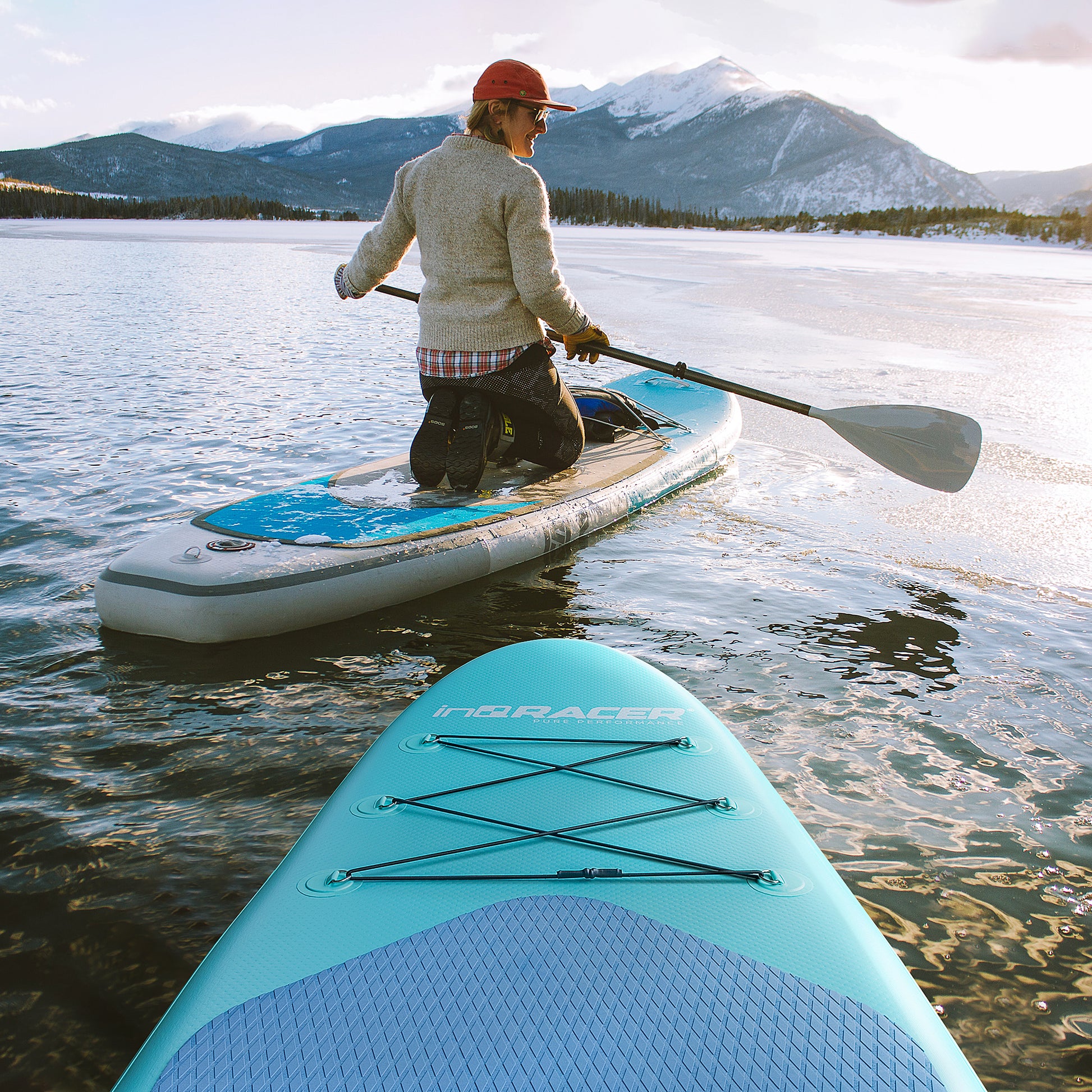 Inqracer 11' 10'6" Inflatable Stand Up Paddle Board With Free Premium Sup Accessories & Backpack Blue Green Pvc