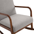 Homcom Upholstered Rocking Armchair With Wood Base And Linen Fabric Padded Seat For Living Room, Grey Grey Linen