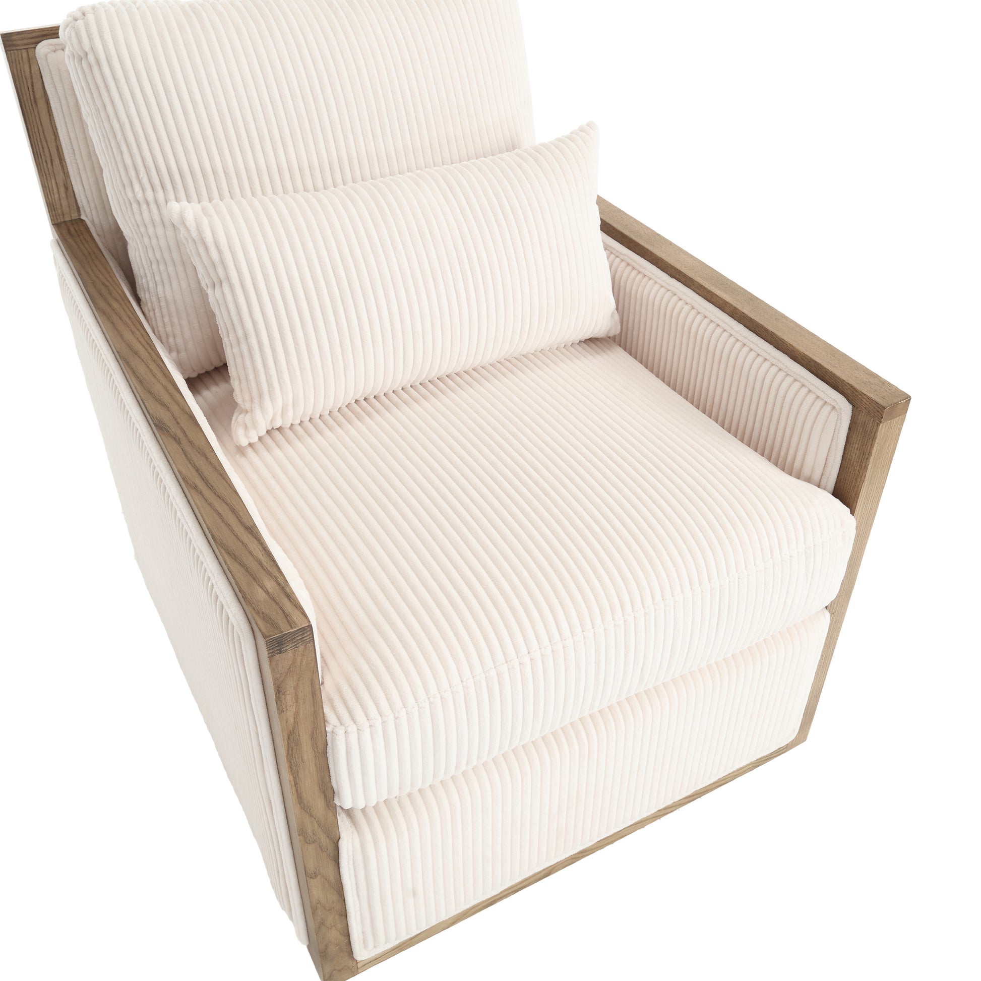 Coolmore Corduroy Swivel Barrel Chair, Comfy Accent Sofa Chair For Living Room, 360 Degree Swivel Barrel Club Chair, Leisure Arm Chair For Nursery, Hotel, Bedroom, Office, Lounge Beige Beige Primary Living Space Foam Corduroy