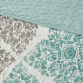 6 Piece Printed Quilt Set With Throw Pillows Aqua Full Queen Full Aqua Cotton