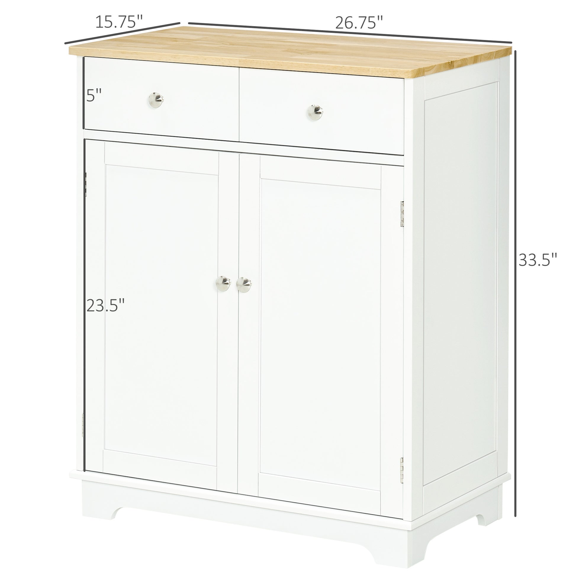 Homcom Sideboard Buffet Cabinet, 2 Doors Door Kitchen Cabinet, Coffee Bar Storage With 2 Drawers, Adjustable Shelf For Living Room And Hallway, White White Mdf