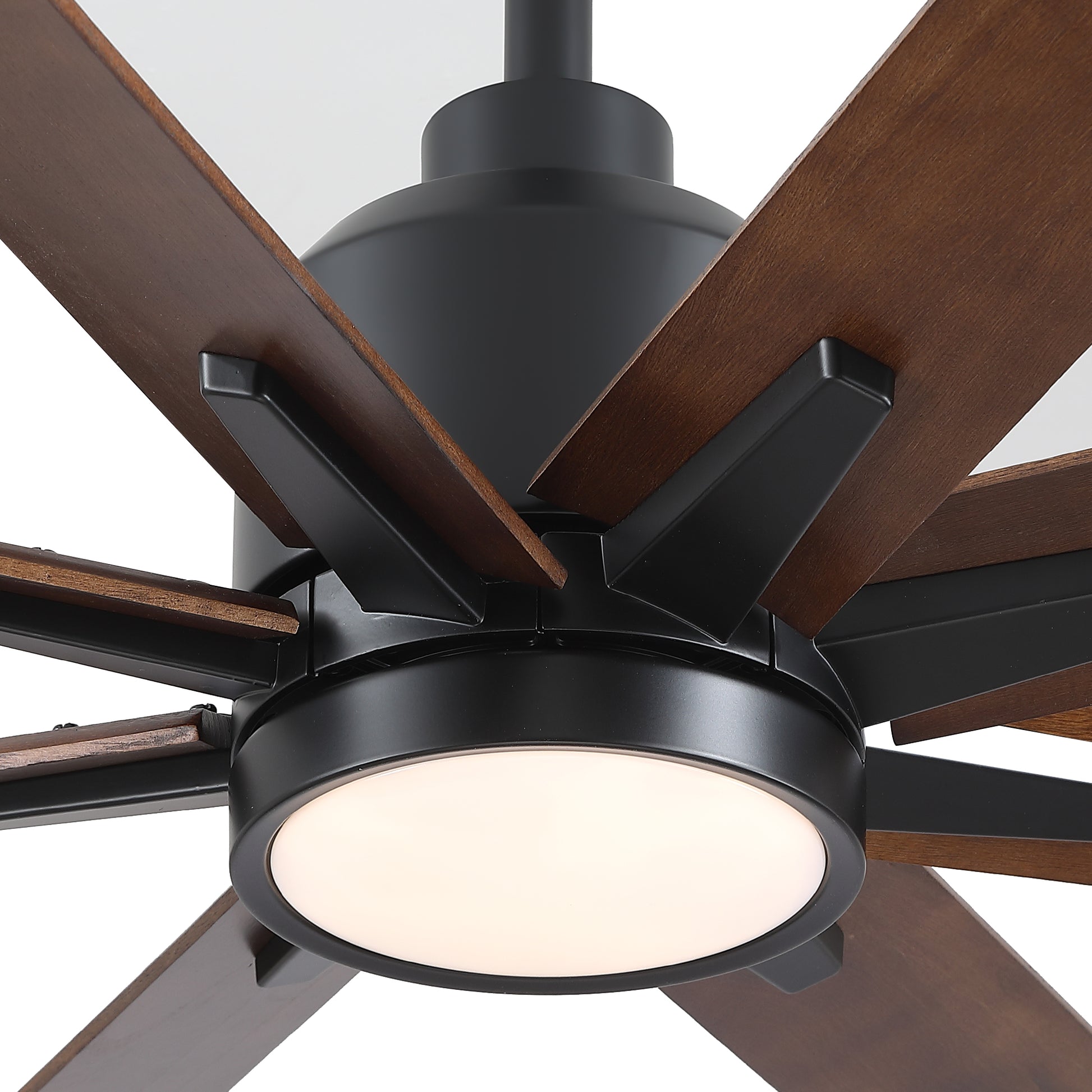 84" Black Lowe Profile Ceiling Fan With Light Black Plywood