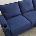 Blue Color Knock Down 3 Seat Combo Sofa With Storage Ottoman For Living Room Apartment Bedroom And Compact Room,Room, Upholstered Sectional Couch, L Shaped Bench With A Footrest, A Individual Stool White Wood Primary Living Space Heavy Duty Pine 3 Seat