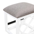 Desks And Stool Set 3Pc White Finish Rolling Desk With Casters, 2 Charging Ports Home Office Furniture White Computer Desk Primary Living Space Contemporary Desk Rectangular Wood