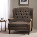 One And Half Seater Recliner Brown Fabric