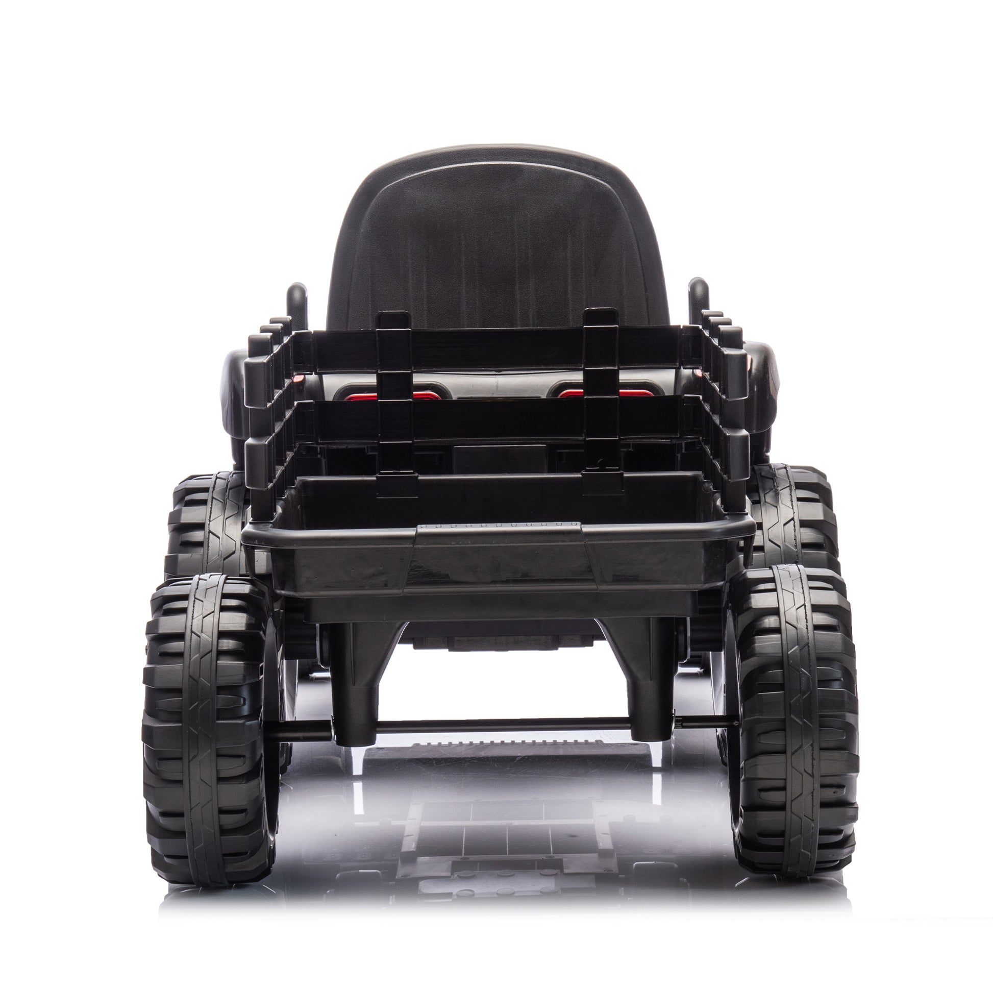 Ride On Tractor2.0 With Trailer,24V Battery Powered Electric Tractor Toy, 200W*2Motor 1.86 4.97Mph Remote Control,Electric Car For Kids,Three Speed Adjustable,Usb,Mp3 ,Bluetooth,Led Light, Safety Belt Black Polypropylene