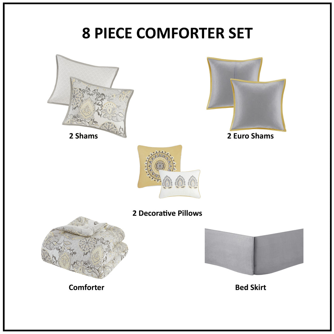 8 Piece Cotton Floral Printed Reversible Comforter Set Yellow King King Yellow Cotton