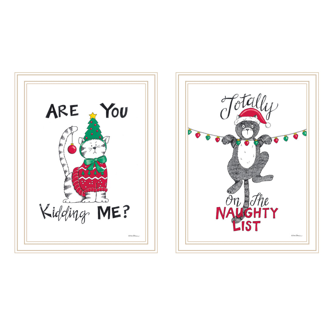 2 Piece Vignette Are You Kidding Me White Framed Wall Art For Living Room, Bedroom Wall Art Print For Home Decor By Deb Strain Multi Wood Paper