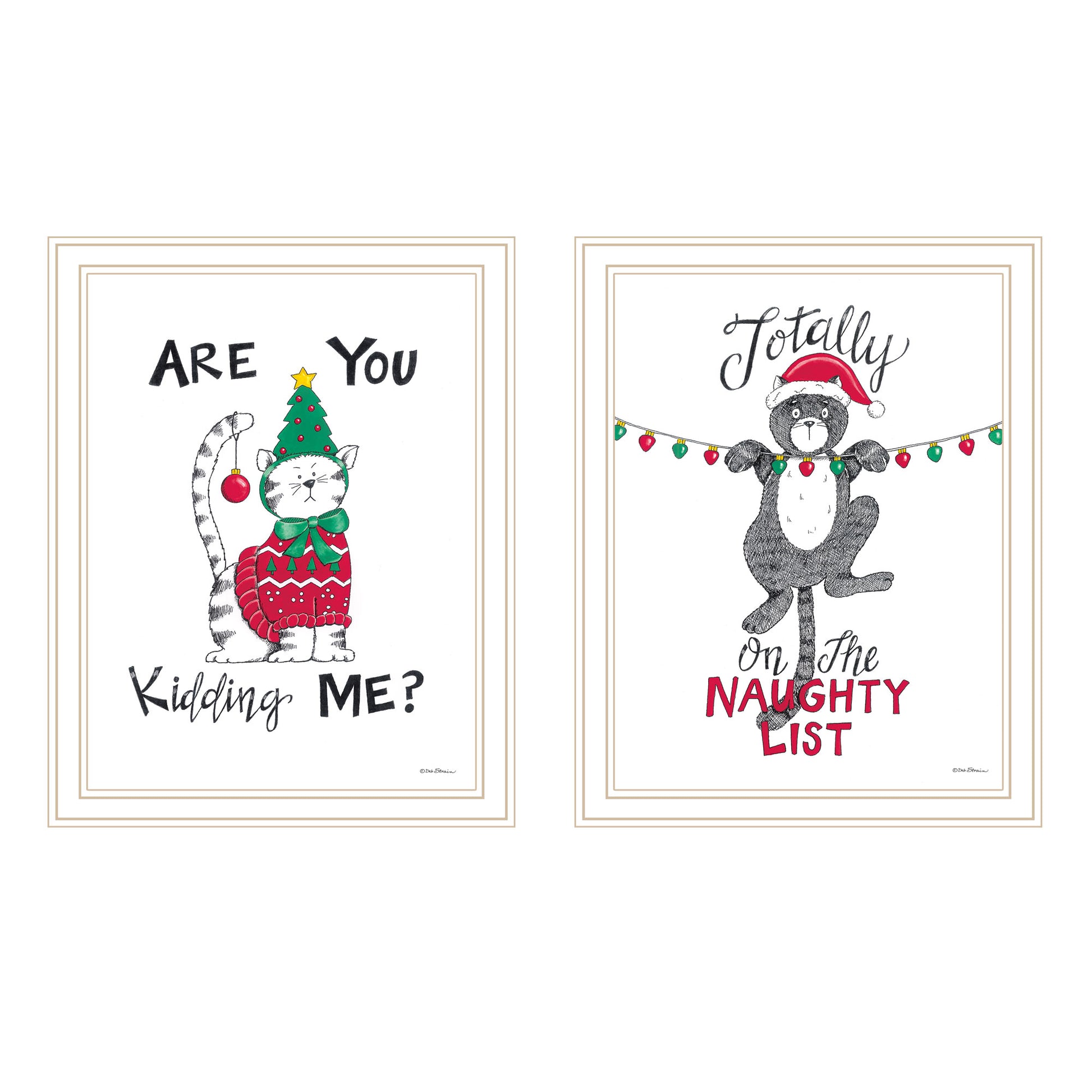2 Piece Vignette Are You Kidding Me White Framed Wall Art For Living Room, Bedroom Wall Art Print For Home Decor By Deb Strain Multi Wood Paper