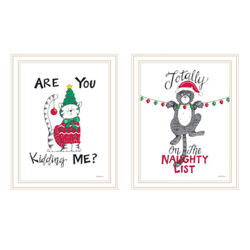 2 Piece Vignette Are You Kidding Me White Framed Wall Art For Living Room, Bedroom Wall Art Print For Home Decor By Deb Strain Multi Wood Paper
