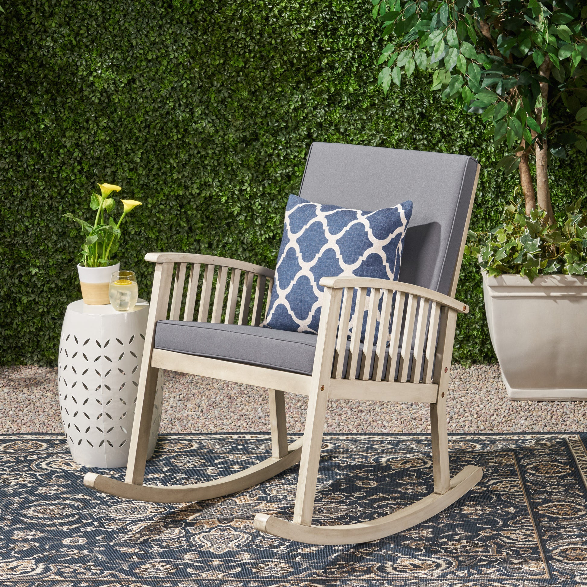 Casa Acacia Rocking Chair Grey Acacia Wood