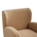 Modern Wingback Lounge Chair Stylish Design, Soft Fabric, Solid Wood Legs, Durable Frame,Brown Camel Boucle