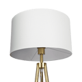 Sway Brassed Gold Floor Lamp With On Off Switch Triple Legs White Fabric Shade Black,Gold,White Table&Floor Lamps Fabric,Metal