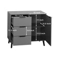 Storage Cabinet With 3 Drawers & Adjustable Shelf, Mid Century Cabinet With Door, Accent Cabinet For Living Room, Home Office, Entryway, Gray 3 4 Drawers Gray Particle Board