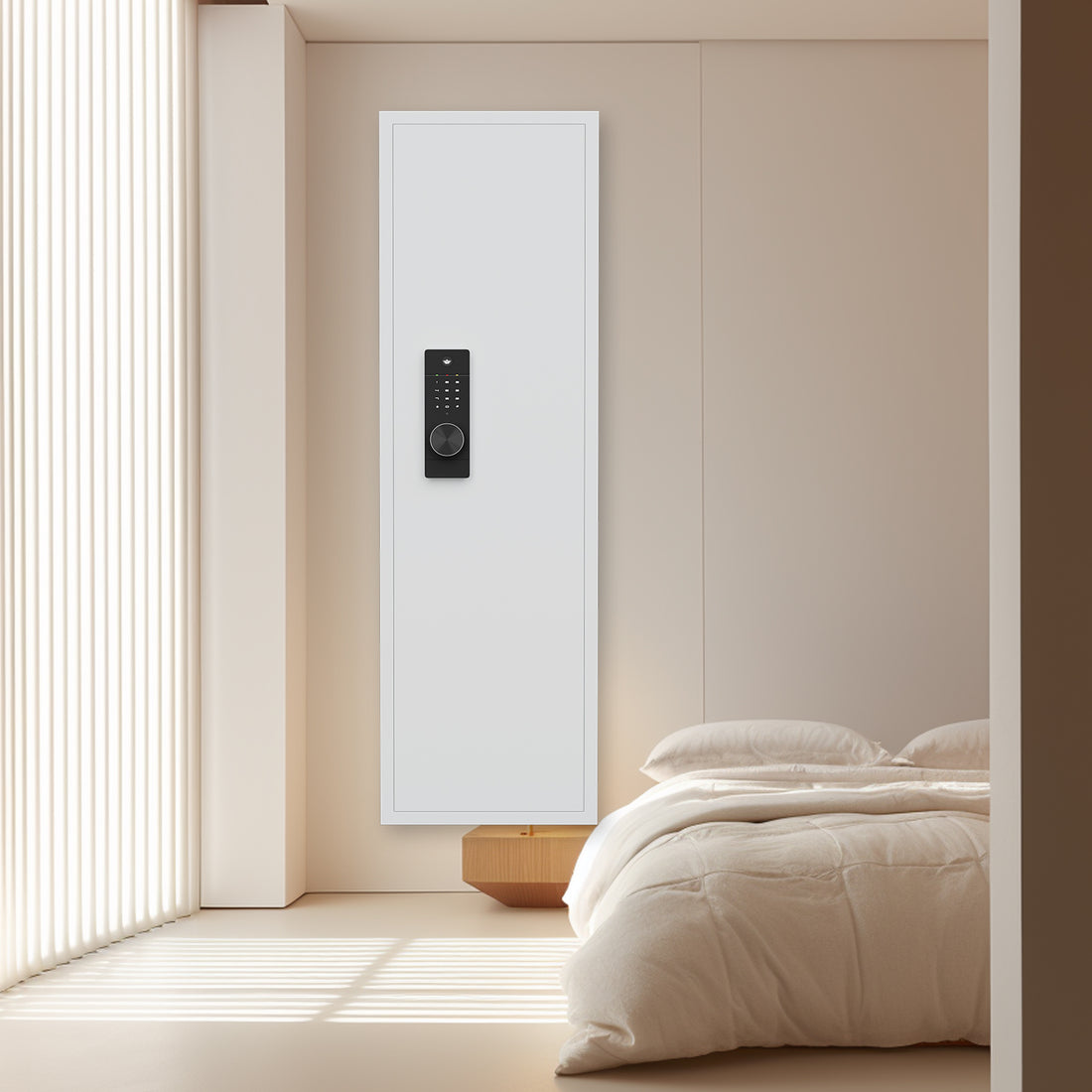 Didital Touch Panel In Wall Safe,Hidden Wall Safe For Rifles And Pistols With Adjustable Shelves,Assembled Storege Safe For Firearm And Valuables White Digital White Steel