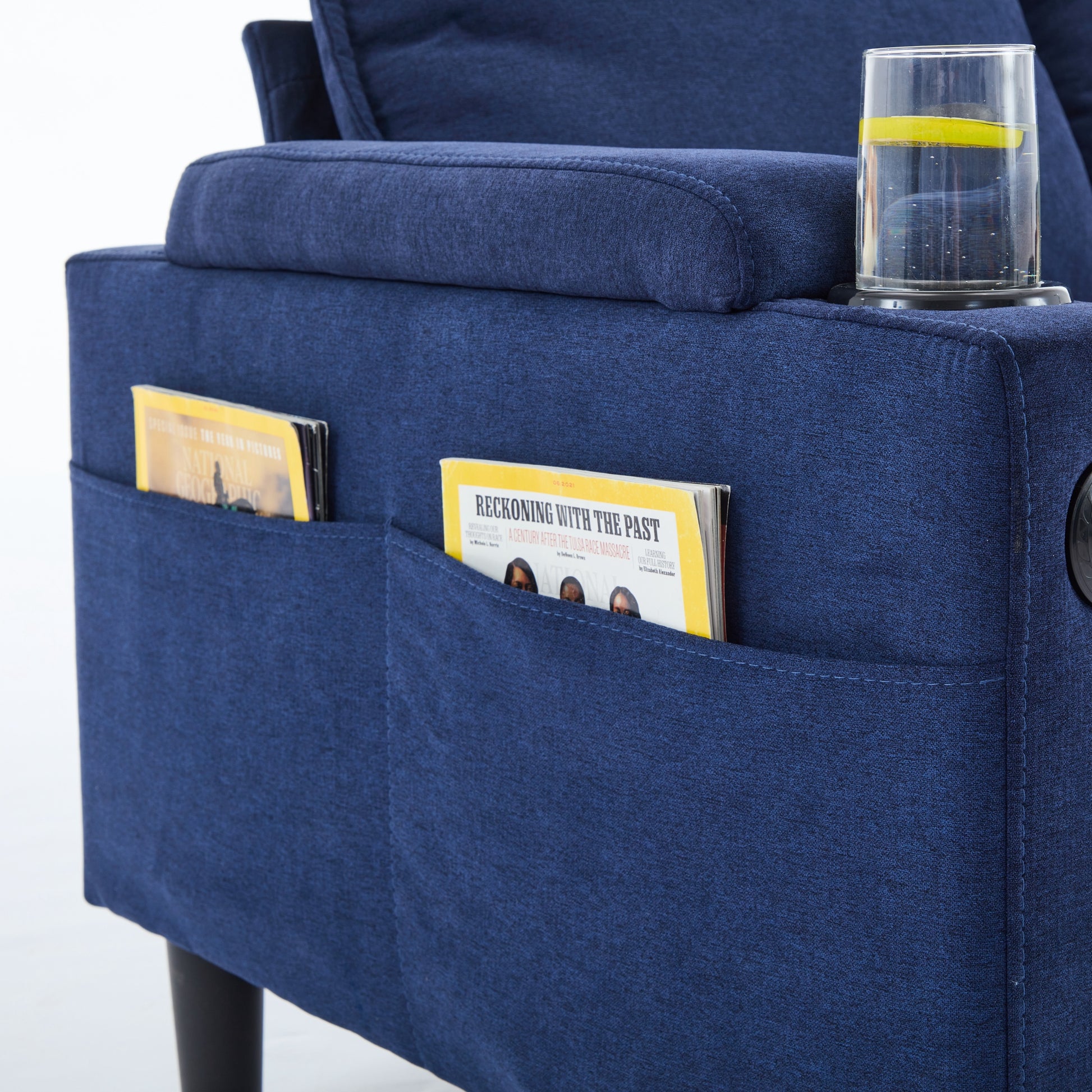 Blue Color Knock Down 3 Seat Combo Sofa With Storage Ottoman For Living Room Apartment Bedroom And Compact Room,Room, Upholstered Sectional Couch, L Shaped Bench With A Footrest, A Individual Stool White Wood Primary Living Space Heavy Duty Pine 3 Seat