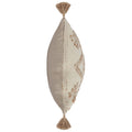 16 X 36 Lumbar Throw Pillow, Diamond Jute Cotton Cover, Tassels, Brown Brown White Polyester Blend
