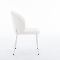 Heng Ming Iron Footed Dining Chair With Adjustable Foot Pads. Suitable For Dining Room, Living Room, Study Room,Set Of 2 White Wood
